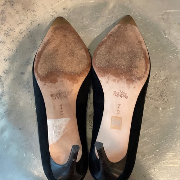 COACH Smith Black Suede Pointed Toe Studded Pumps - Picture 8 of 8